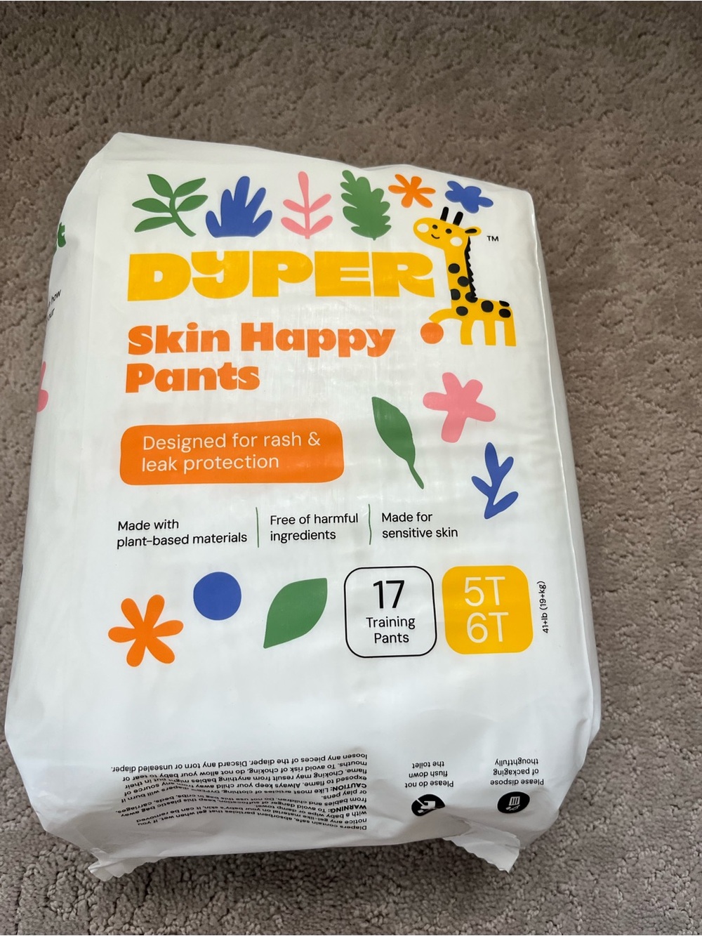 Dyper Skin Happy Pants Training Pants in White with Colorful Prints (5T/6T)